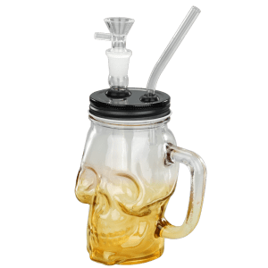 6''Skull Cup Glass Bong-Surface Painting Colors - Yellow (JTOP01.1006BB)