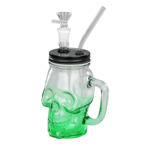 6''Skull Cup Glass Bong-Surface Painting Colors - Green (JTOP01.1006BD)