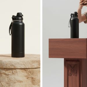 720ml Thermos bottle with lid and Carabiner (SMKZ 148 - Black)