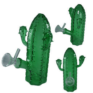 6" Summer Vibes Cactus Glass Water Pipe - Green (SMKZ176)