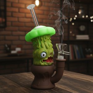 8” Enameled Mushroom Bong - Green (SMKZ165)