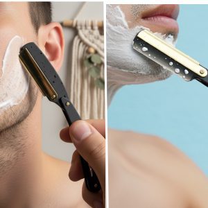 Barber Salon Throat Shaving Razor - Black & Gold (12310)