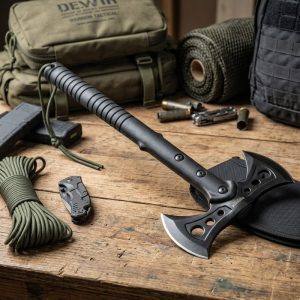 15.5" All Black Tactical Axe Double Blade Head 3CR13 Stainless Steel (13463)