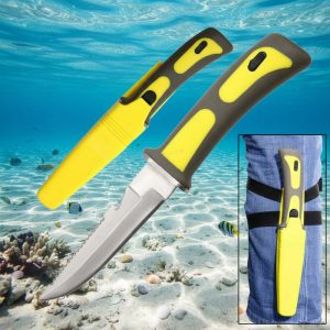 9" Heavy Duty Yellow Sawtail Drop Point Diving Swimming Scuba Knife (7358)