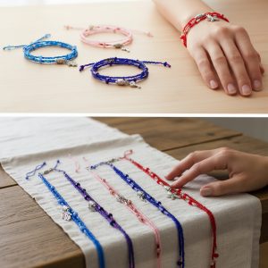 BEADED MULTI STRAND CHARM BRACELET (BMS-CHR-BR)