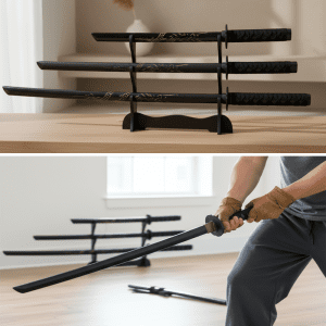 Three-Tier Wood Katana Set with Stand (CDYWL-2553)