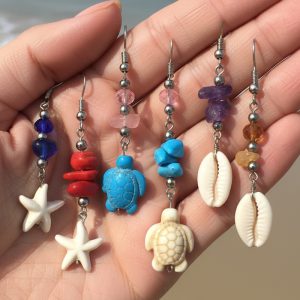 Chip Stone Sea Life Long Dangle Earrings (CH-SLF-EAR)