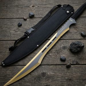 27" Gold Stainless 2 Tone Blade Sword with Sheath- K1020-67-GD