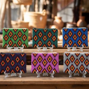 Beaded Native Inspired Multi Diamond Seed Bead Coin Purse (SB-CP-SDIA)