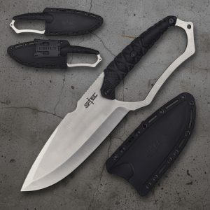 S-TEC 10″ Fixed Blade Full Tang Knife w/ ABS Sheath - Silver (T25148SL)