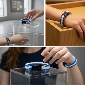 550 lbs. Type III Paracord Bracelet 9″- Blue & White Air Force (T403029)