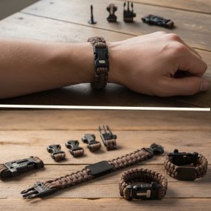 550 lbs 9 3/4″ Paracord Bracelet Fire Starter, Dog Tag (T403525)