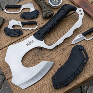 S-TEC 10.5″ Fixed Blade Full Tang Axe w/ ABS Sheath – Silver (T25149SL)