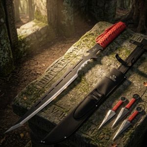 Snake Eye Fantasy Dual Ninja Swords With Nylon Sheath - Black (HK-121BK)