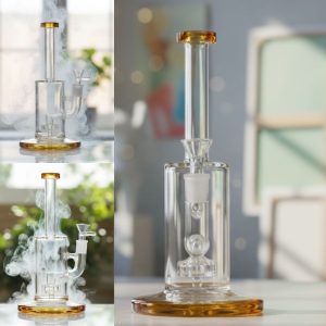 Xtreme 10" Matrix Percolator Glass Water Bong With Color Edge - Jade Yellow (C2695)