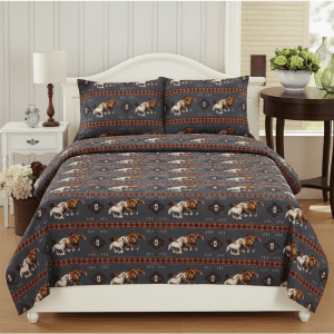 Geometric Horses, Queen Size 4 pc Printed Sheet Set 0375-1831 (Gray)