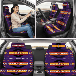 Printed Auto Front Seat Cover set - Purple (0725-1604)