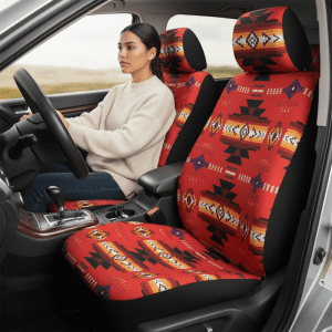 Printed Auto Front Seat Cover set - Red (0725-1607)