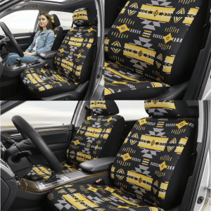 Printed Auto Front Seat Cover set. PIT (Black / Yellow) (0725-1618)