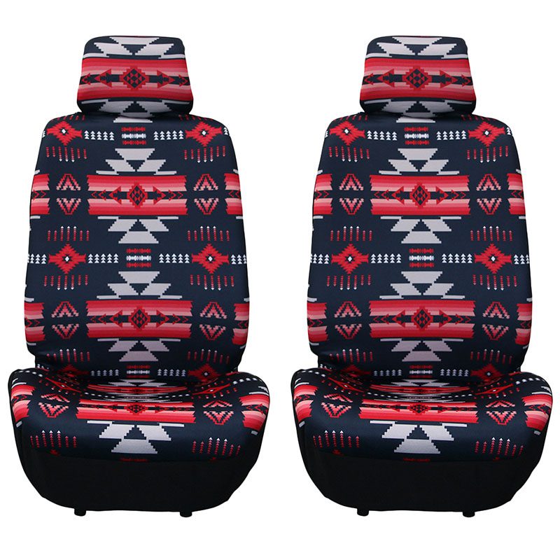 Printed Auto Front Seat Cover set - Navy / Redpink (0725-1619) - Image 2