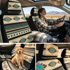 Printed Auto Front Seat Cover - Tan (0725-1709)