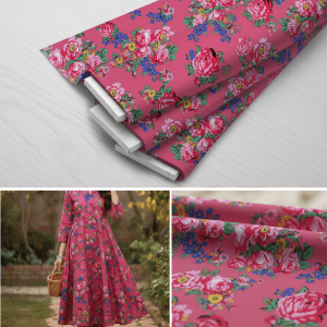Kokum Flower Cotton Fabric Bolt - Hot Pink (2900)