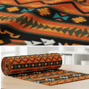 Fleece Printed Fabric Yard/Bolt - Orange/Black (2915)