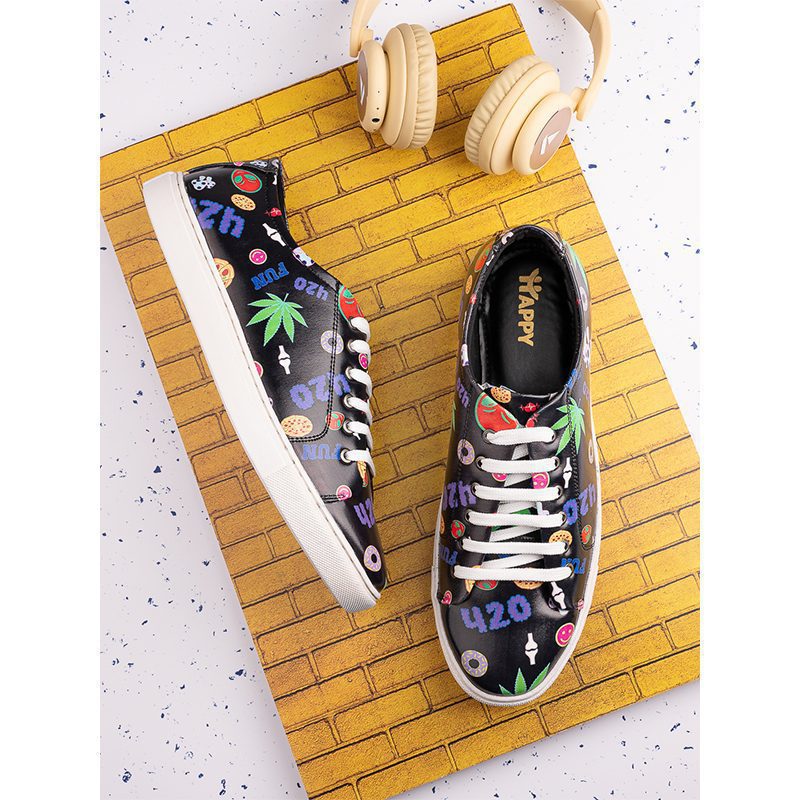 420 Mushroom Weed Design Deep Shoe Size 8 - Black (SHOE-0001) - Image 3
