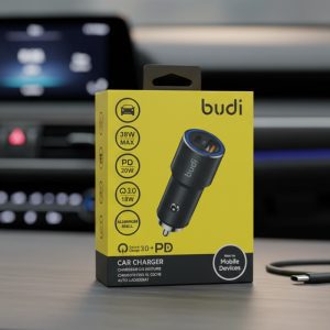 Budi 2 In 1 USB N Type C Car Charger Pack - Black (6971536924709)