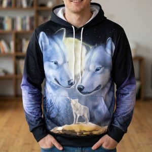 Hoodie Jacket - Wolves with Moon (PAT19036-10)