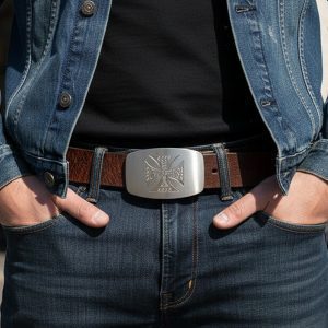 Medium -  Square Silver Cross - Belt Buckles