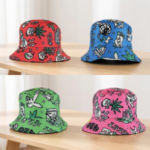 420 Skull Bunny Cannabis Life Design Bucket Hats - (BH-0005)