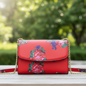 Kokum Floral Hand bag - Red (Floral 964)