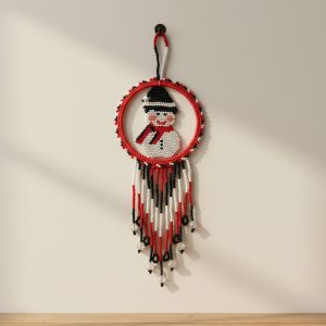 Hand Made Seed Bead Snowman Shape Dreamcatcher Hanging Earring (SB-DC-SNOWMAN-ORN)