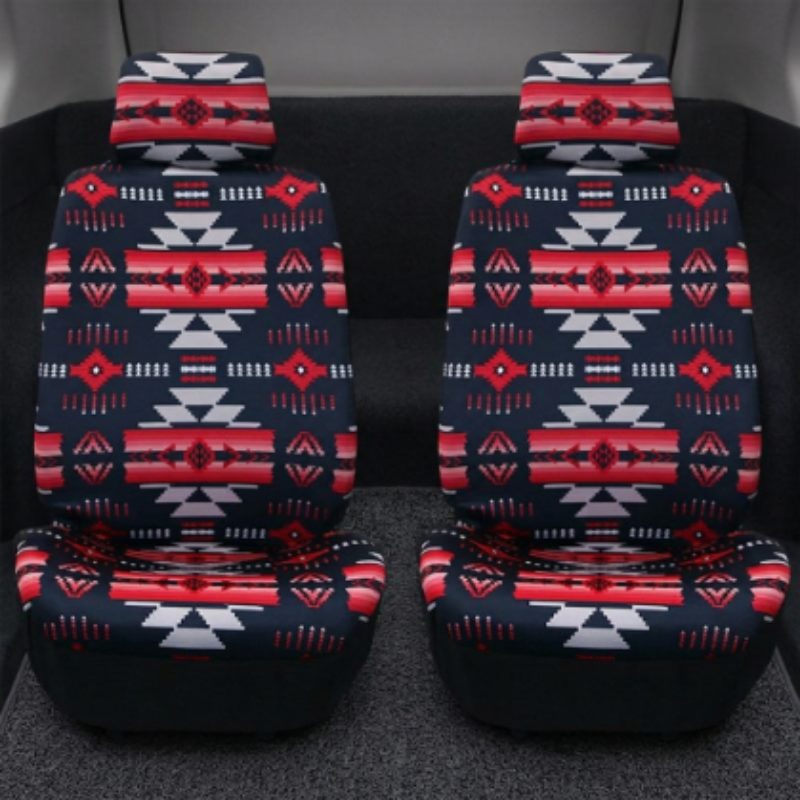 Printed Auto Front Seat Cover set - Navy / Redpink (0725-1619)