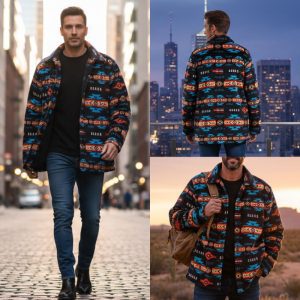 Silk Touch with Sherpa Bonded Long Coat With Collar for men -7 Lake Black – 0255M