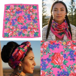 30"x 30" - Kokum Floral Design Silk Touch Scarf - Pink (Floral 1017)