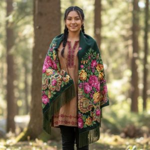 78" x 25" Non-Metallic Kokum Floral Polyester Scarf - Green (CD-Scarf-9)