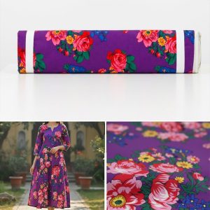 Kokum Flower Cotton Fabric Bolt - Purple (2900)