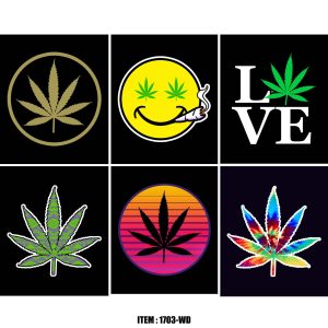 Sherpa Lined Silk Touch Throw - Assorted Weed Designs  (1703-WD/12)