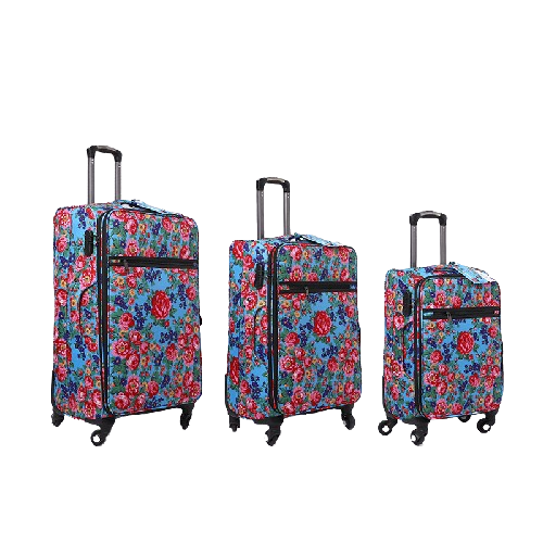 3 Piece Luggage Set Floral Design - Turquoise (Floral 991) - Image 4