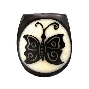 HAND CRAFTED MED. TAGUA PIPE - BUTTERFLY (TG-0104)