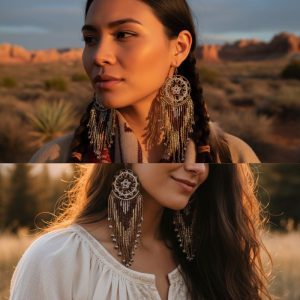 Beaded Dream Catcher Indigenous Earrings