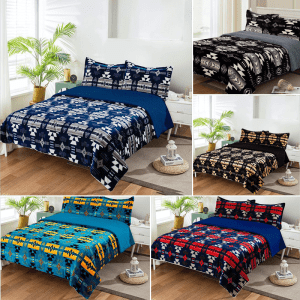 Team Spirit Queen Size Sherpa Lined Silk Touch 3 Pcs Blanket Set (0216-TS/1619)