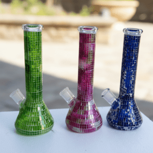10" Mosaic 4mm Glass Beaker Bong - Assorted (MSAK-8)