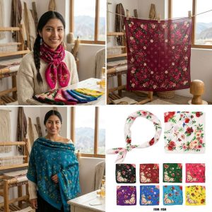 45x45 Kokum Floral Printed Scarf - Assorted Colours (1158-12Pcs)