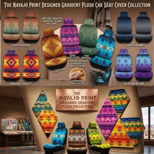 Navajo Print Designer Gradient Plush Car Seat Cover (9715)