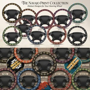 Navajo Print Steering Wheel Cover - Team Spirit Colours (0717)