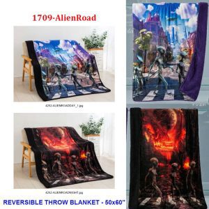 Reversible Silk Touch Throw - Alien Road Day/Night (1709-ALIENROAD)