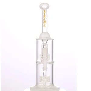 Xtreme Glass 5mm Straight Tube Bong W/Tripple Perc-12" - White/Jade (XTR413)